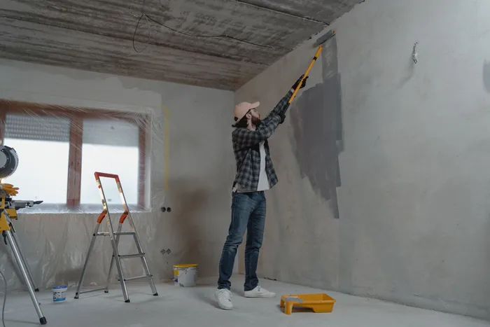 Artisan et travail sur un chantier, illustration du profil de peinture